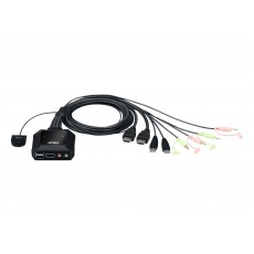 ATEN CS22H 2埠USB 4K HDMI帶線式KVM多電腦切換器 (外接式切換按鍵)