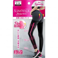 Slimwalk PH738 美腿運動壓力襪褲, 提臀, 吸汗快乾 (黑色) (S-M)