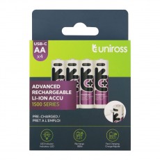Uniross AA 恆壓1.5V USB-C充電 鋰電池 (4粒裝)