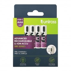 Uniross AAA 恆壓1.5V USB-C充電 鋰電池 (4粒裝)