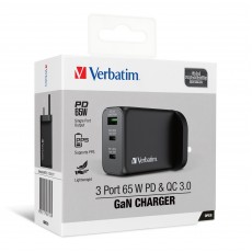 Verbatim 3 Port 65W PD 3.0 & QC 3.0 GaN 充電器 (#66716)